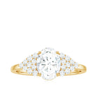 Rosec Jewels-6X8 MM Oval Moissanite Engagement Ring with Cluster Side Stones