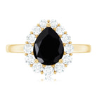 Certified Genuine 1.7 Carat Black Spinel Teardrop Engagement Ring with Diamond Halo AAA - Rosec Jewels