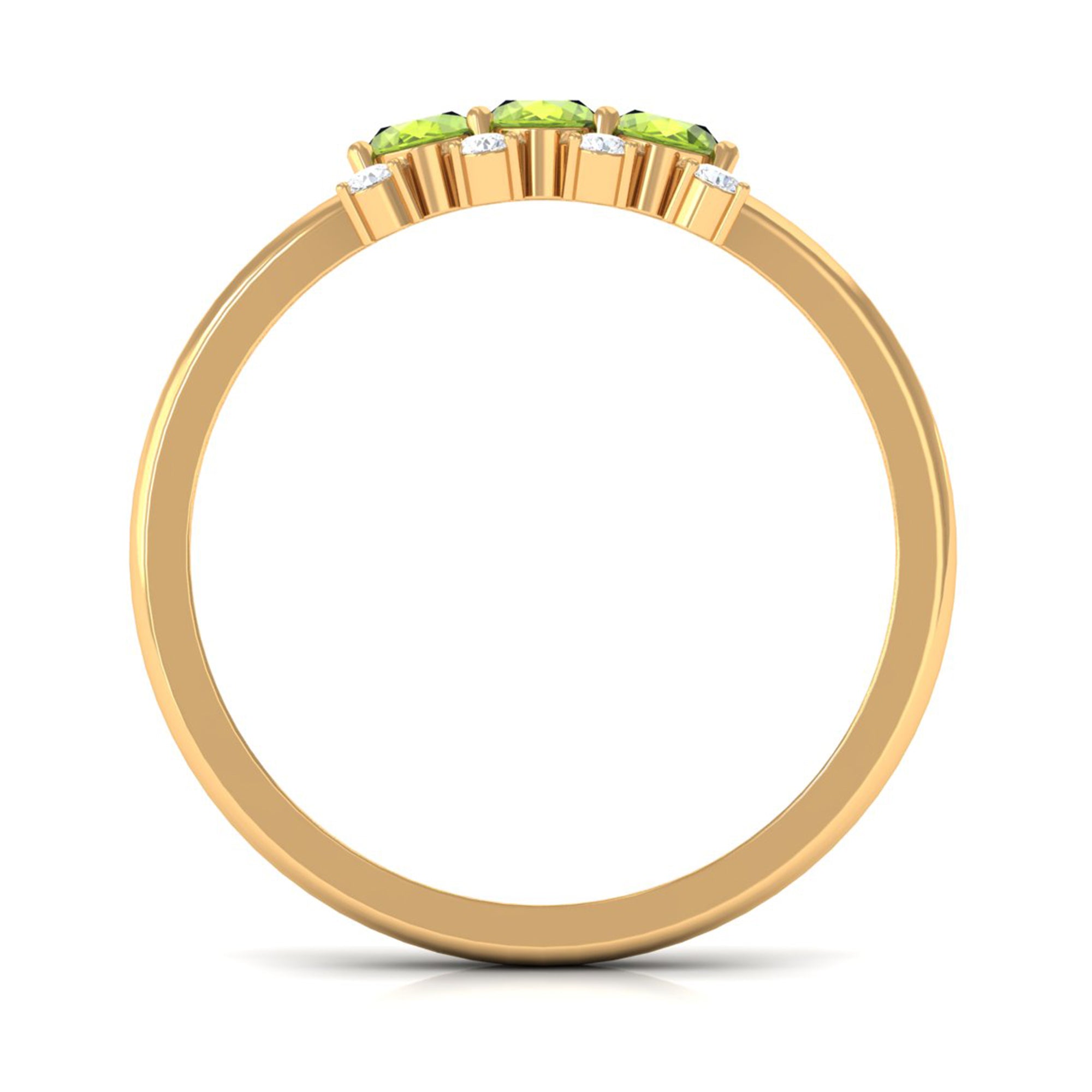 3/4 CT Oval Cut Peridot Three Stone Ring with Diamond Stones AAA - Rosec Jewels