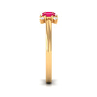 Oval Ruby Three Stone Promise Ring with Diamond AAA - Rosec Jewels