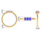Rosec Jewels-Oval Cut Tanzanite Three Stone Ring with Diamond