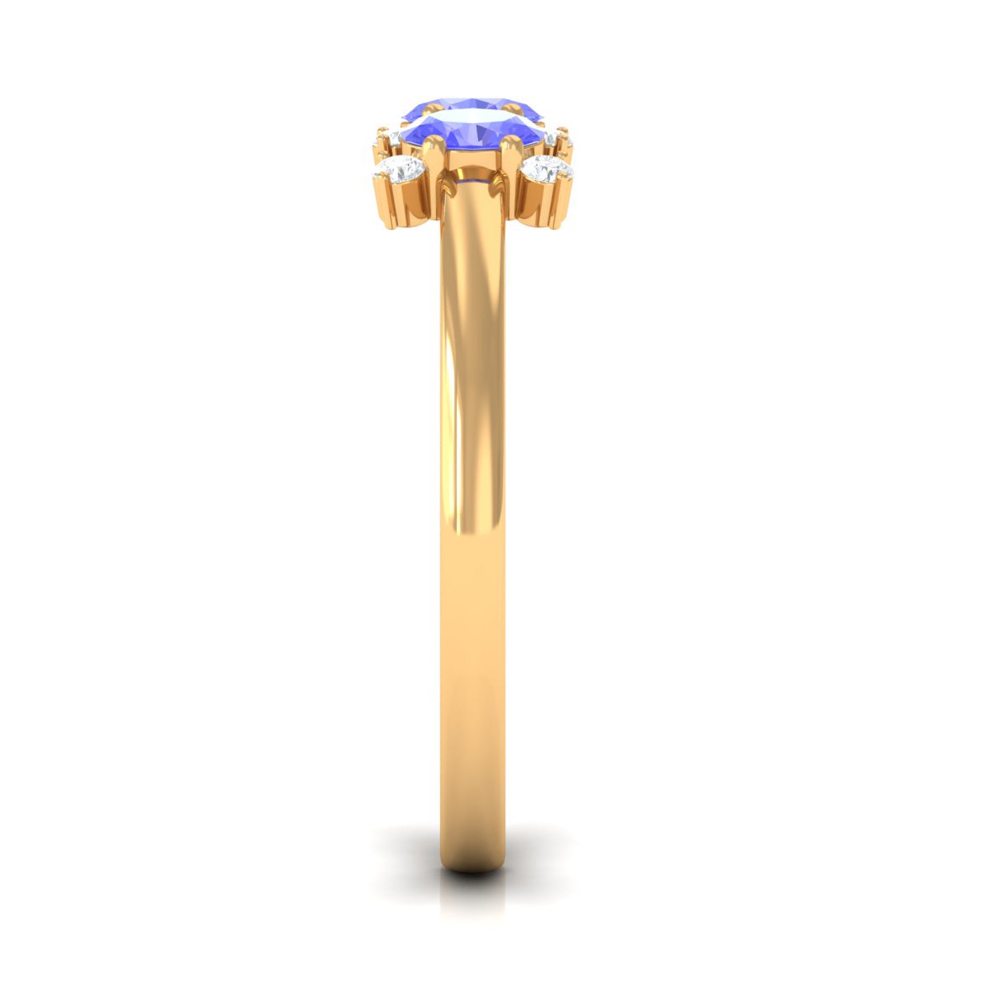Rosec Jewels-Oval Cut Tanzanite Three Stone Ring with Diamond