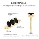 Rosec Jewels-Natural Oval Black Spinel 3 Stone Engagement Ring with Diamond