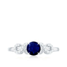 Real 0.9 Carat Blue Sapphire Infinity Promise Ring with Diamond AAA - Rosec Jewels
