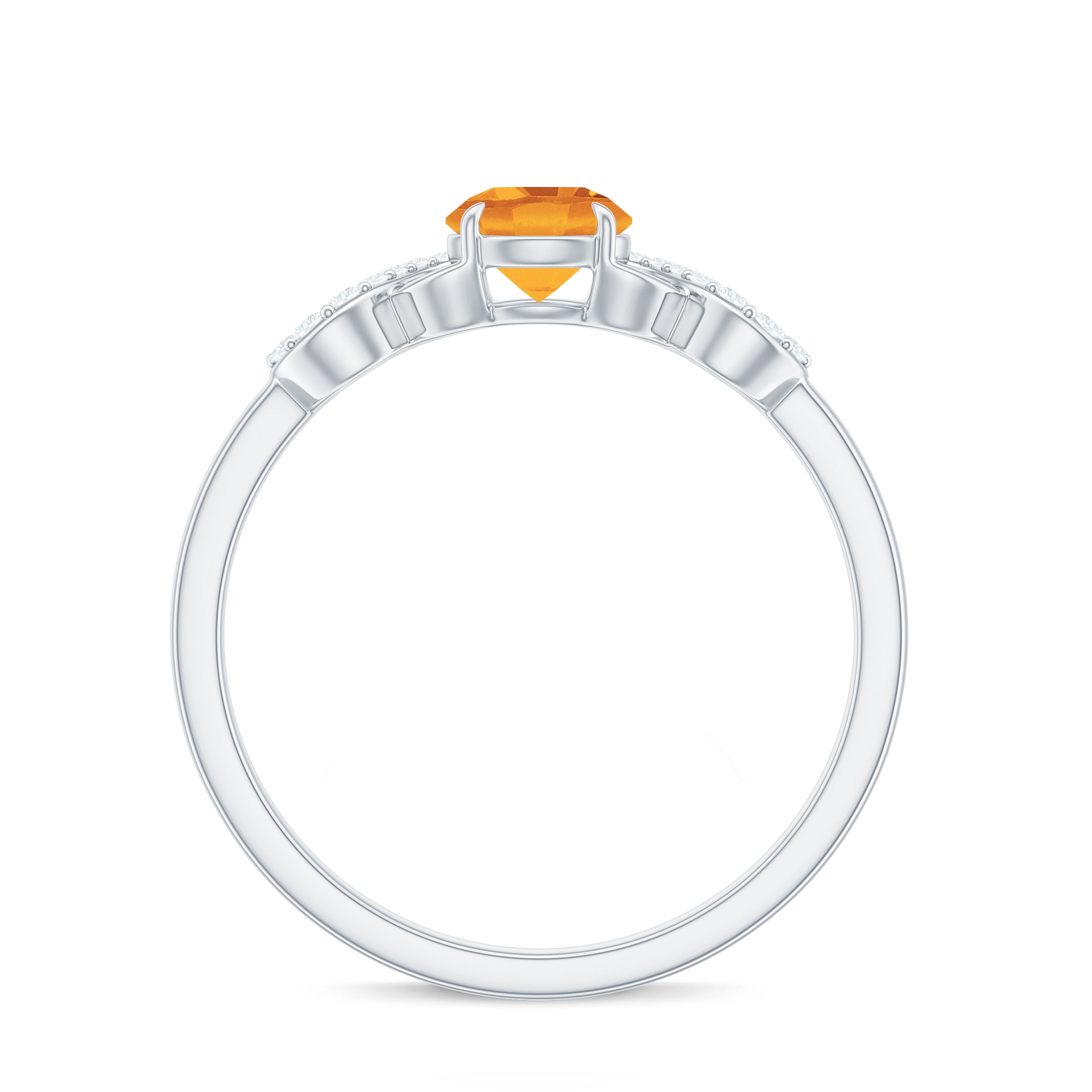 Certified Natural Citrine Infinity Promise Ring with Diamonds AAA - Rosec Jewels