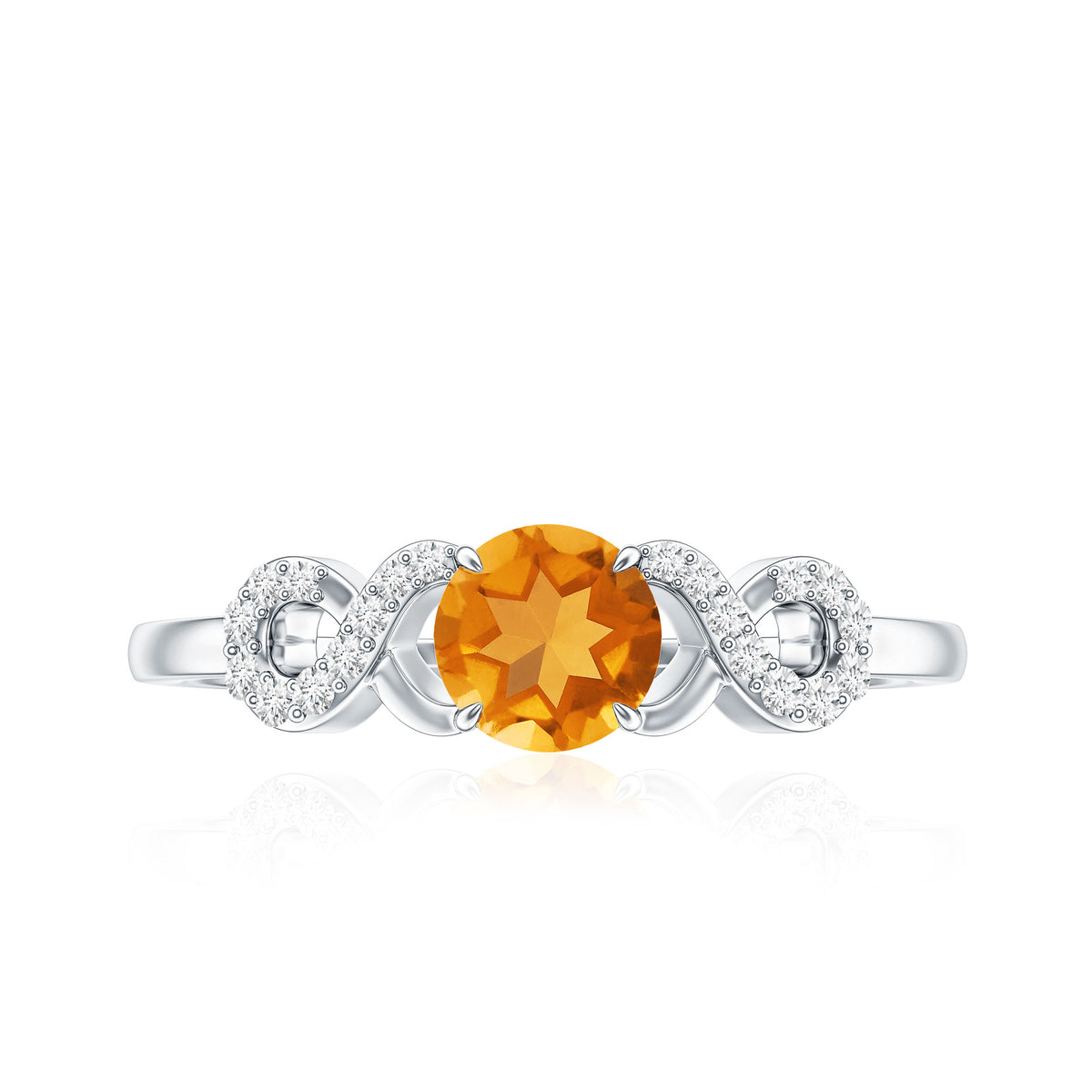 Certified Natural Citrine Infinity Promise Ring with Diamonds AAA - Rosec Jewels