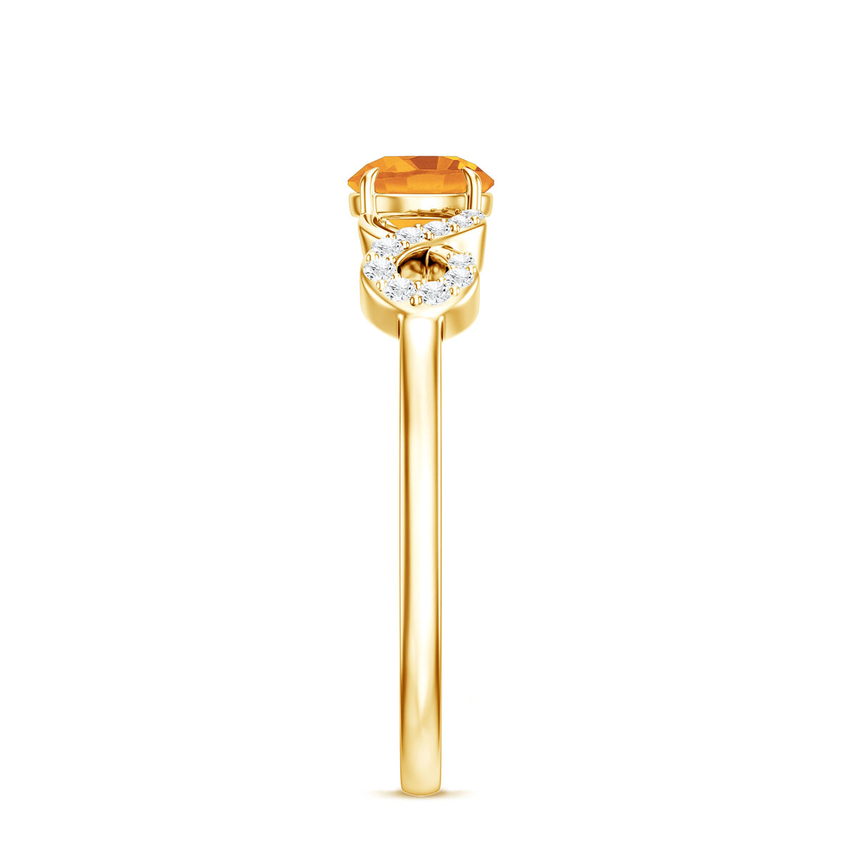 Certified Natural Citrine Infinity Promise Ring with Diamonds AAA - Rosec Jewels