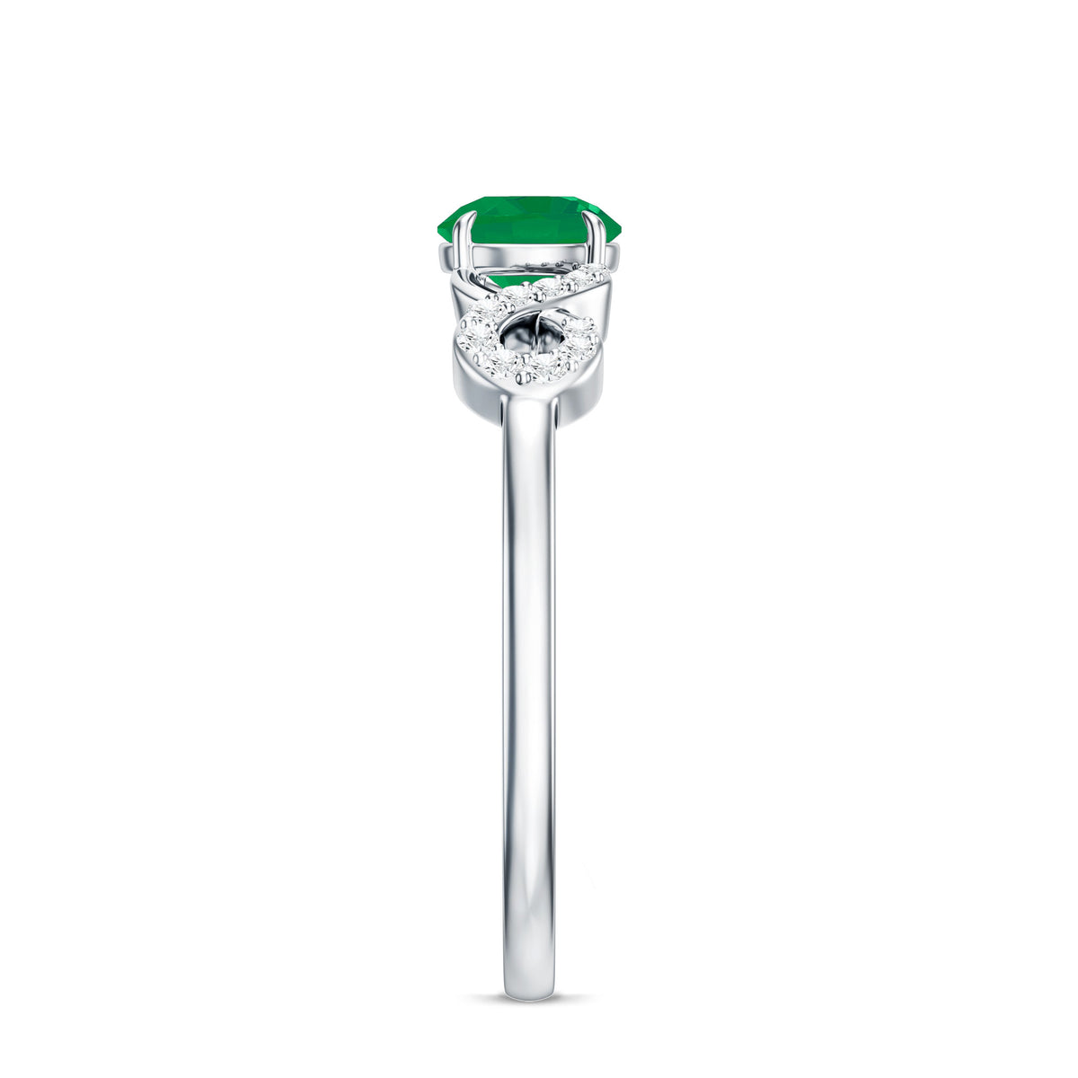 Real Emerald Diamond Promise Engagement Ring with Criss Cross Shank AAA - Rosec Jewels