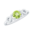 Half Carat Peridot Promise Ring with Diamond Infinity Knot AAA - Rosec Jewels