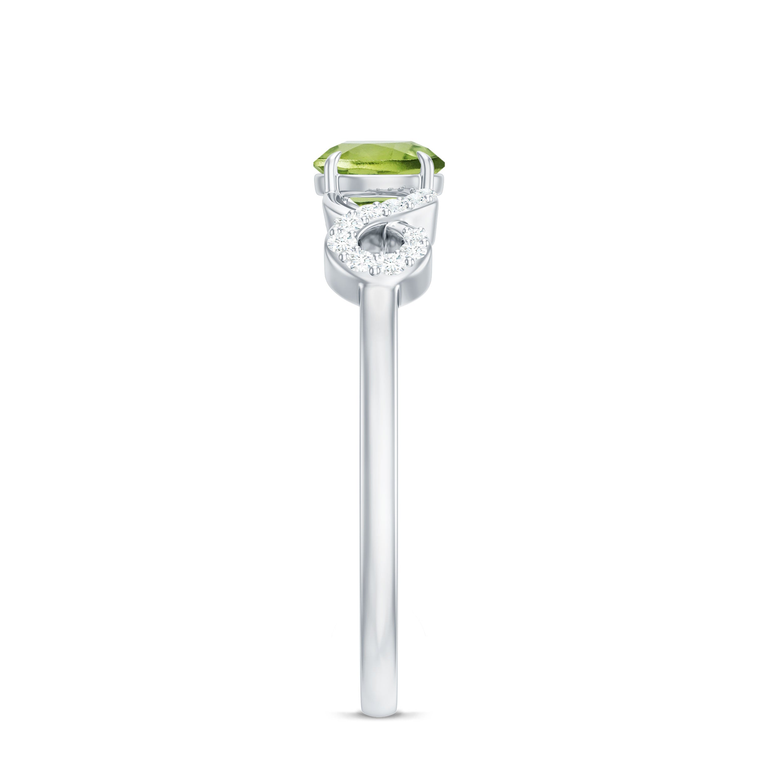 Rosec Jewels-Half Carat Peridot Promise Ring with Diamond Infinity Knot