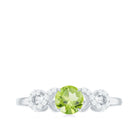 Half Carat Peridot Promise Ring with Diamond Infinity Knot AAA - Rosec Jewels