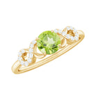 Half Carat Peridot Promise Ring with Diamond Infinity Knot AAA - Rosec Jewels
