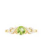Half Carat Peridot Promise Ring with Diamond Infinity Knot AAA - Rosec Jewels