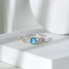 Rosec Jewels-Round Shape Aquamarine and Diamond Infinity Engagement Ring