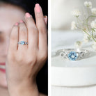 Rosec Jewels-Round Shape Aquamarine and Diamond Infinity Engagement Ring