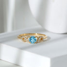 Rosec Jewels-Round Shape Aquamarine and Diamond Infinity Engagement Ring
