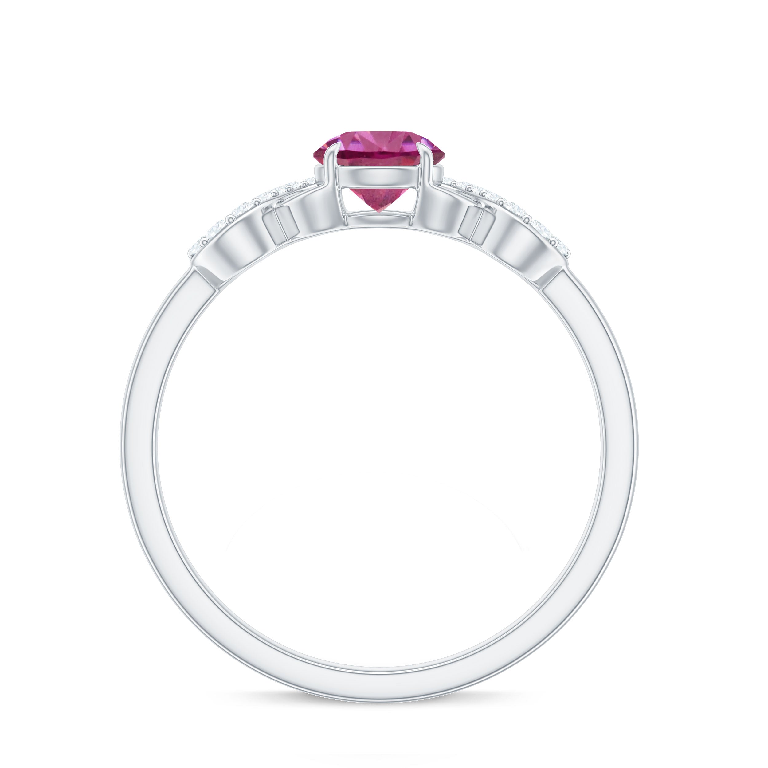 Solitaire Pink Tourmaline Infinity Promise Ring with Diamond AAA - Rosec Jewels