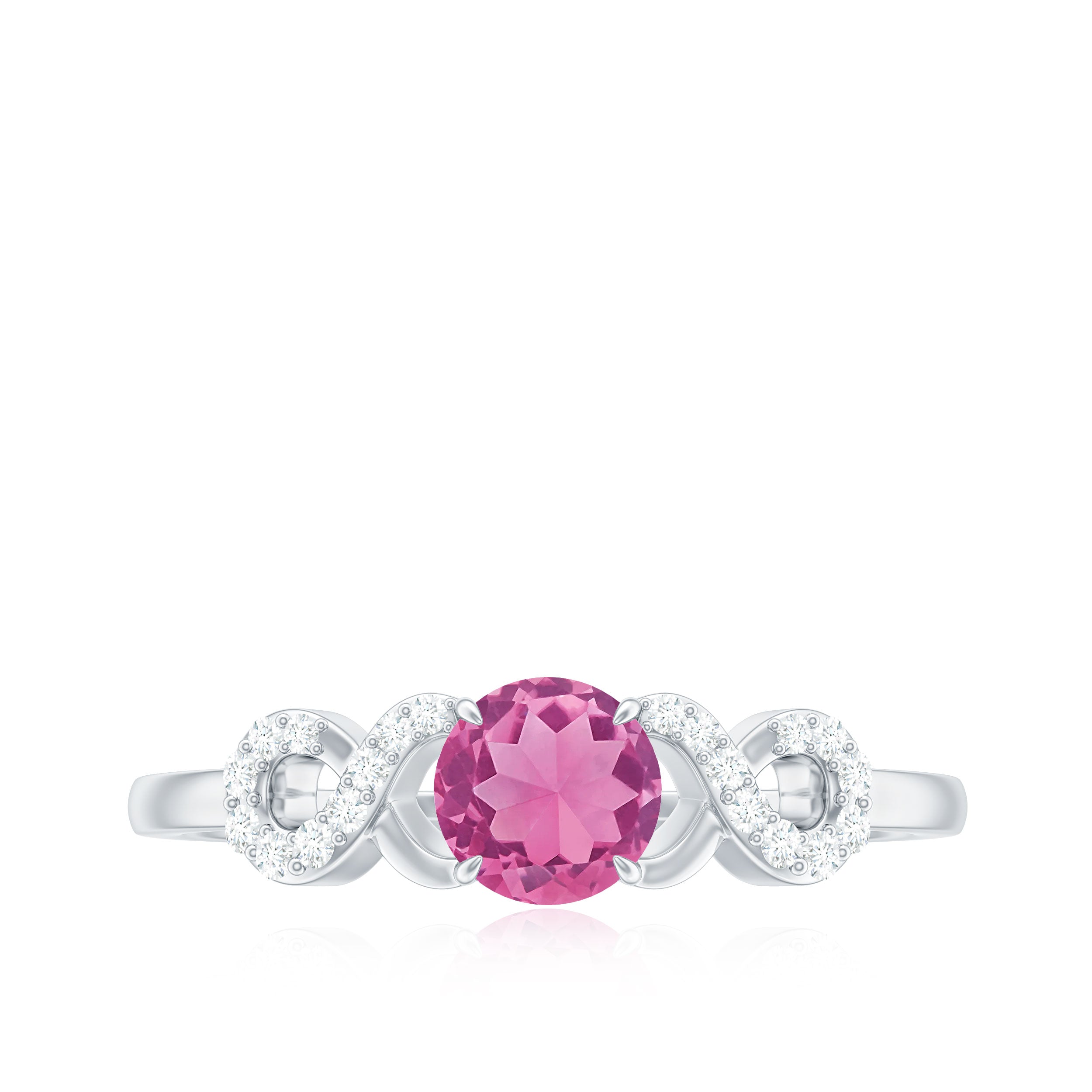 Solitaire Pink Tourmaline Infinity Promise Ring with Diamond AAA - Rosec Jewels