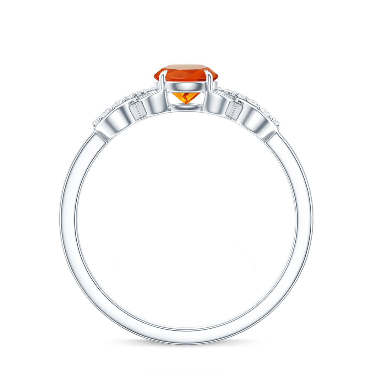 Round Shape Solitaire Fire Opal Infinity Engagement Ring with Diamond AAA - Rosec Jewels