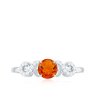Rosec Jewels-Round Shape Solitaire Fire Opal Infinity Engagement Ring with Diamond