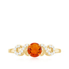 Rosec Jewels-Round Shape Solitaire Fire Opal Infinity Engagement Ring with Diamond
