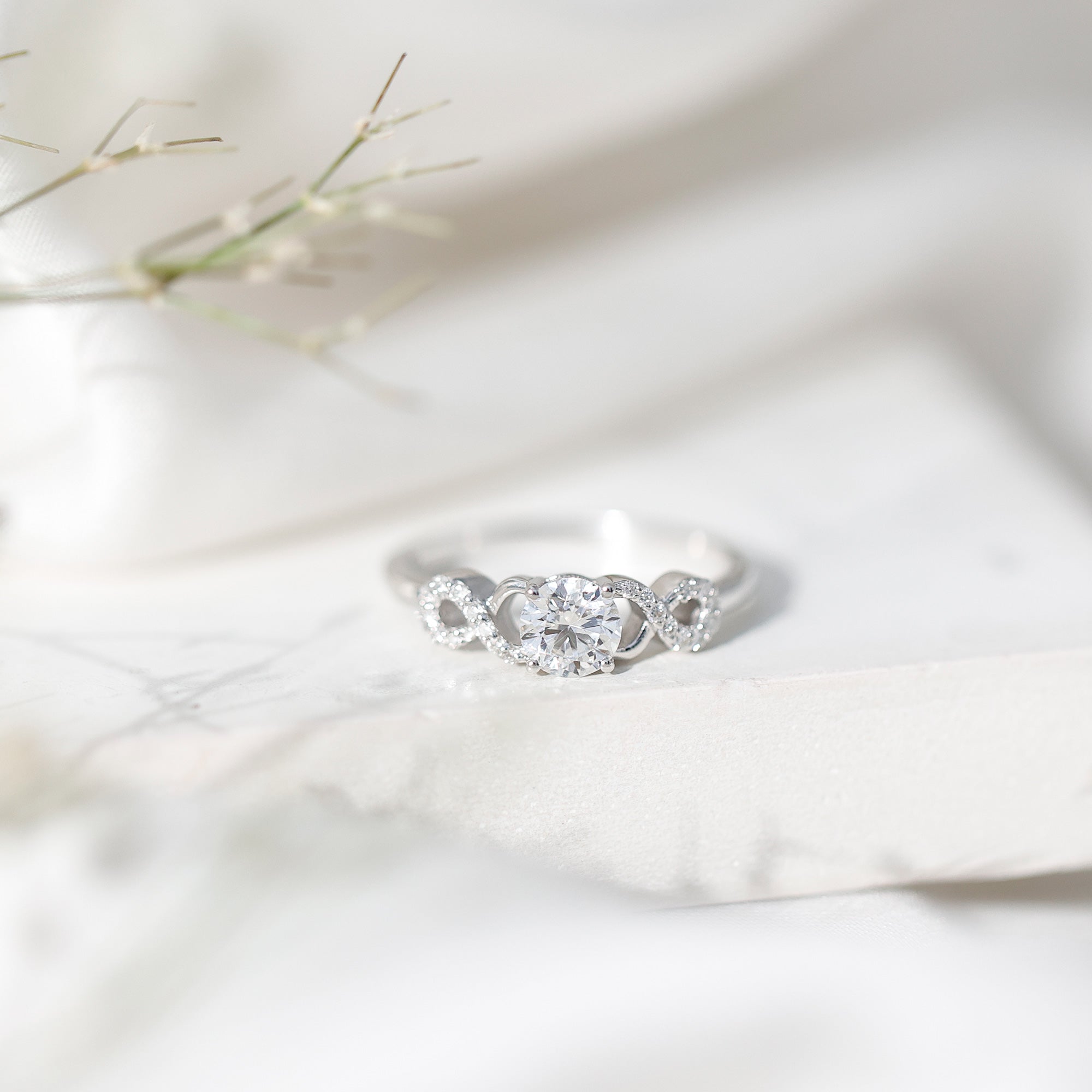 Certified Round Moissanite Infinity Promise Ring for Her D-VS1 - Rosec Jewels