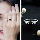 Rosec Jewels-Natural Black Spinel Promise Ring with Diamond Infinity Knot
