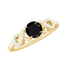 Rosec Jewels-Natural Black Spinel Promise Ring with Diamond Infinity Knot