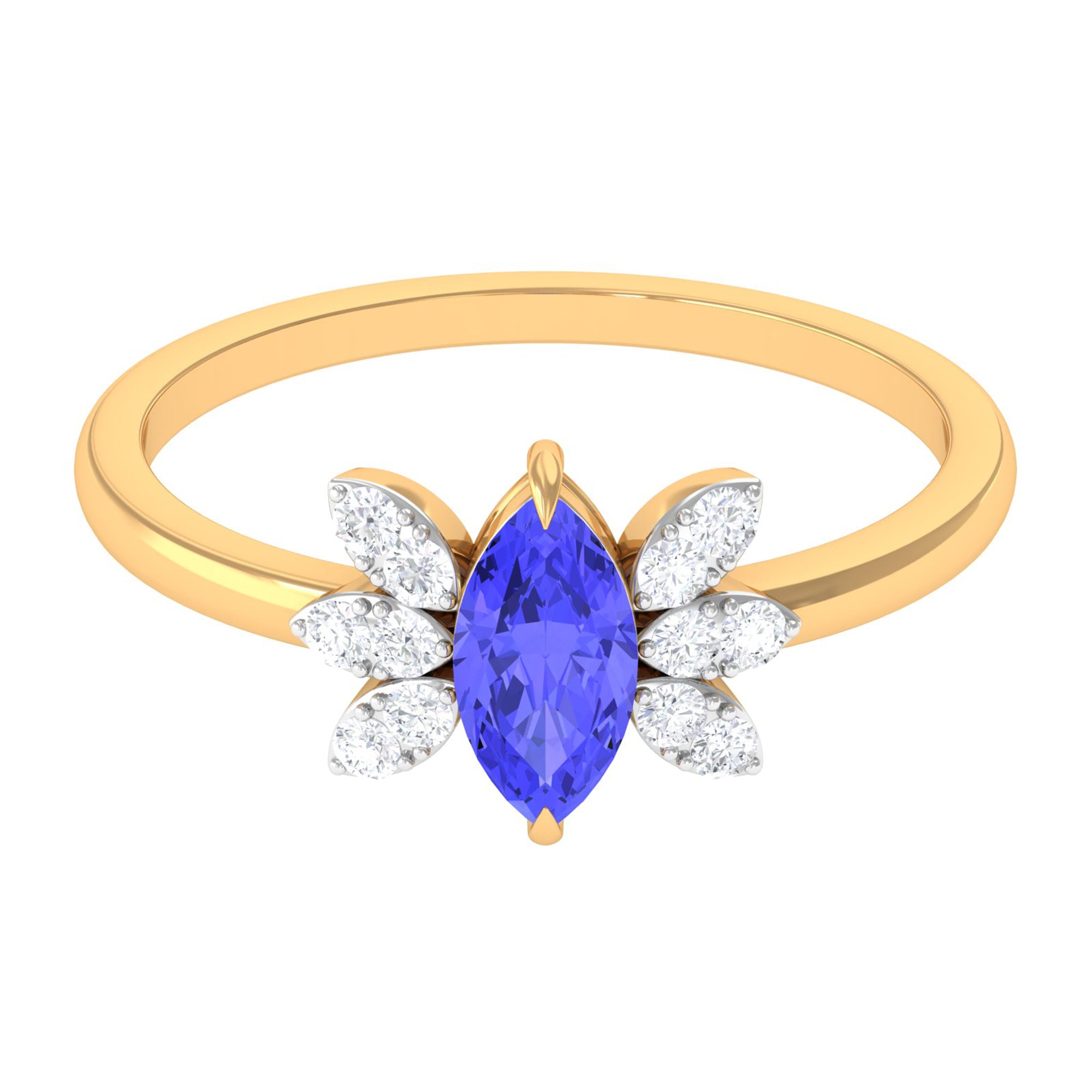 1 CT Marquise Cut Tanzanite and Diamond Promise Ring AAA - Rosec Jewels