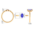 1 CT Marquise Cut Tanzanite and Diamond Promise Ring AAA - Rosec Jewels