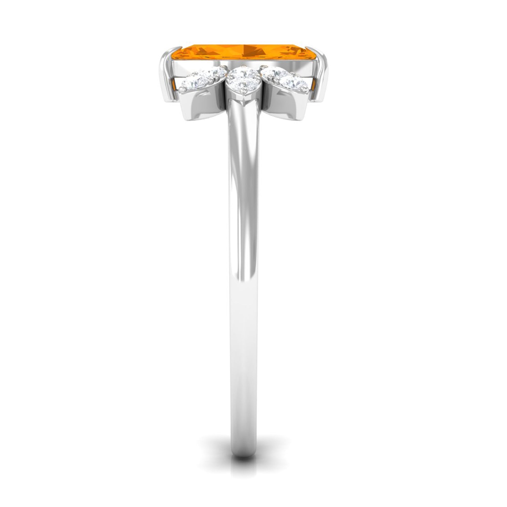 3/4 Ct Marquise Fire Opal and Diamond Engagement Ring AAA - Rosec Jewels