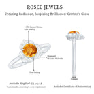 Rosec Jewels-Certified Natural Citrine Designer Flower Engagement Ring with Diamond