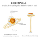 Rosec Jewels-Certified Natural Citrine Designer Flower Engagement Ring with Diamond