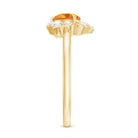 Rosec Jewels-Certified Natural Citrine Designer Flower Engagement Ring with Diamond