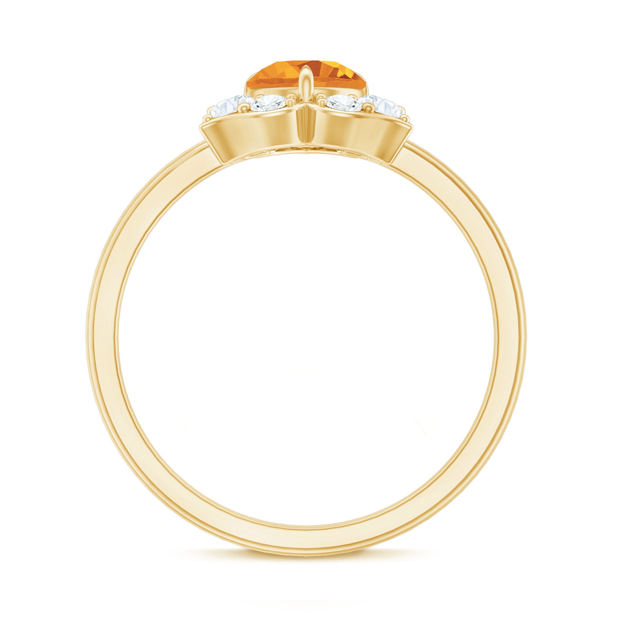 Rosec Jewels-Certified Natural Citrine Designer Flower Engagement Ring with Diamond