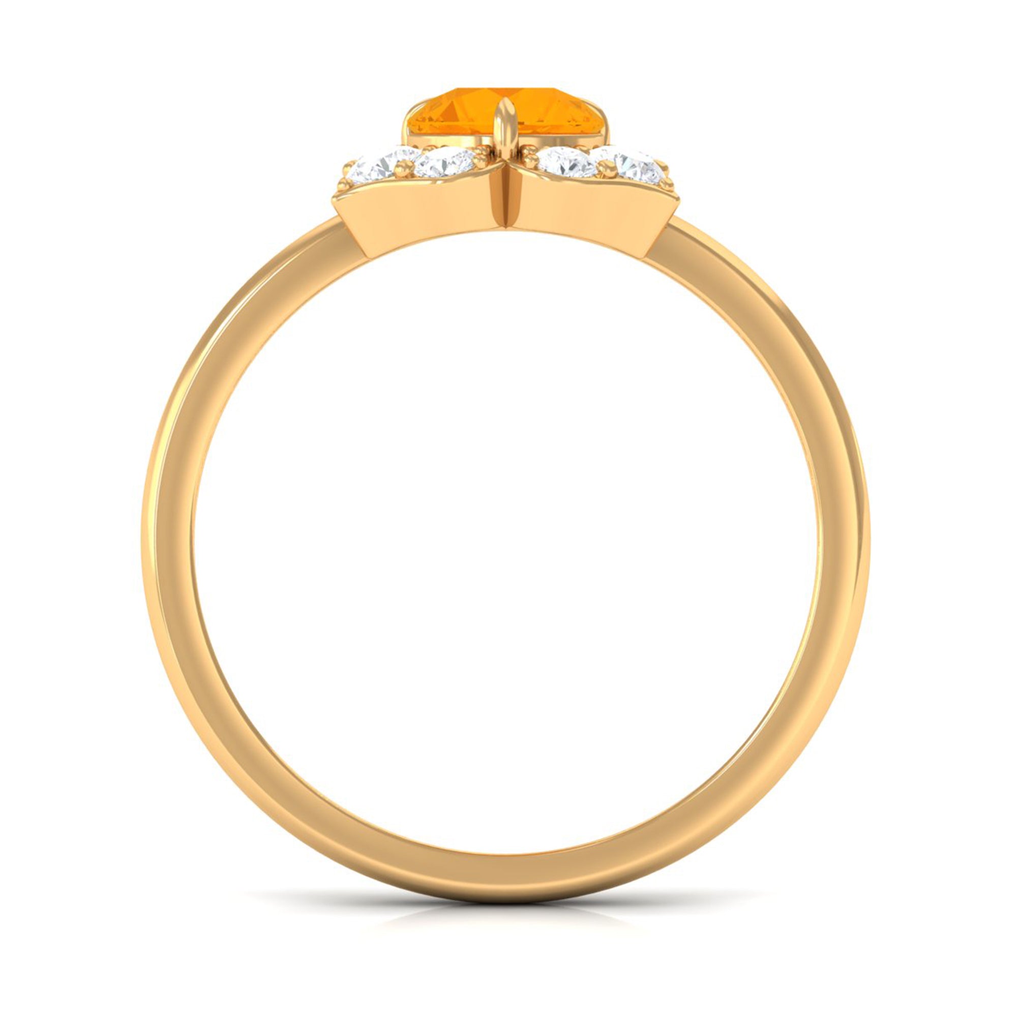 Rosec Jewels-Round Fire Opal Flower Engagement Ring with Diamond