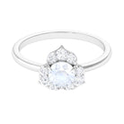 1.25 CT Moonstone and Diamond Floral Engagement Ring AAA - Rosec Jewels