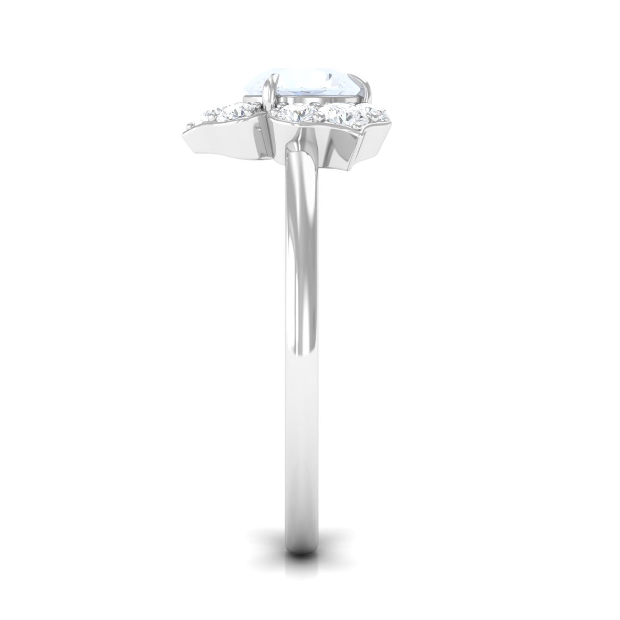 1.25 CT Moonstone and Diamond Floral Engagement Ring AAA - Rosec Jewels