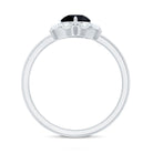 Natural Black Spinel Flower Engagement Ring with Diamond AAA - Rosec Jewels