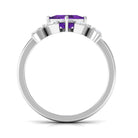 Princess Cut Amethyst Floral Engagement Ring with Diamond AAA - Rosec Jewels