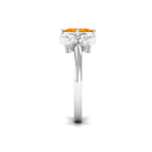 1.50 CT Princess Cut Fire Opal Flower Engagement Ring with Diamond AAA - Rosec Jewels