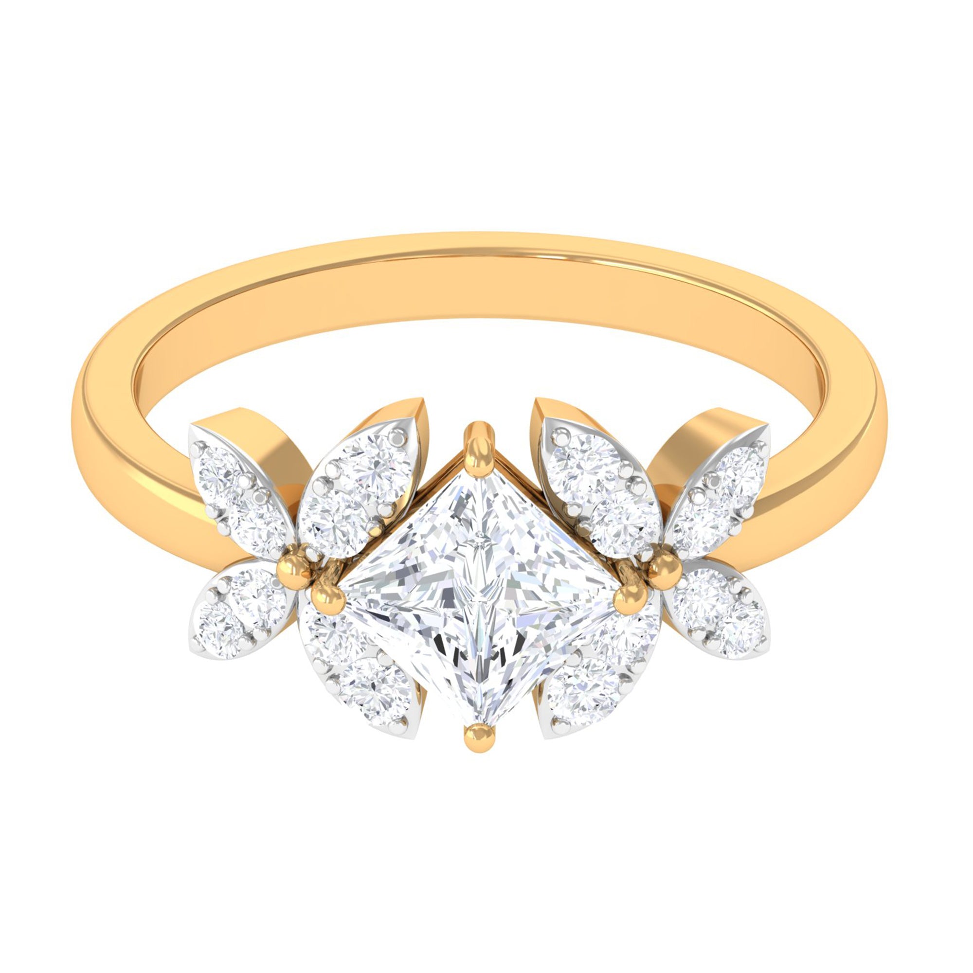 Zircon Floral Inspired Engagement Ring AAAA - Rosec Jewels