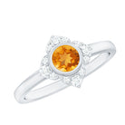 Natural Citrine Diamond Flower Engagement Ring with Certificate AAA - Rosec Jewels