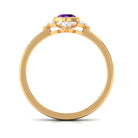 3/4 CT Bezel Set Amethyst Flower Engagement Ring with Diamond AAA - Rosec Jewels