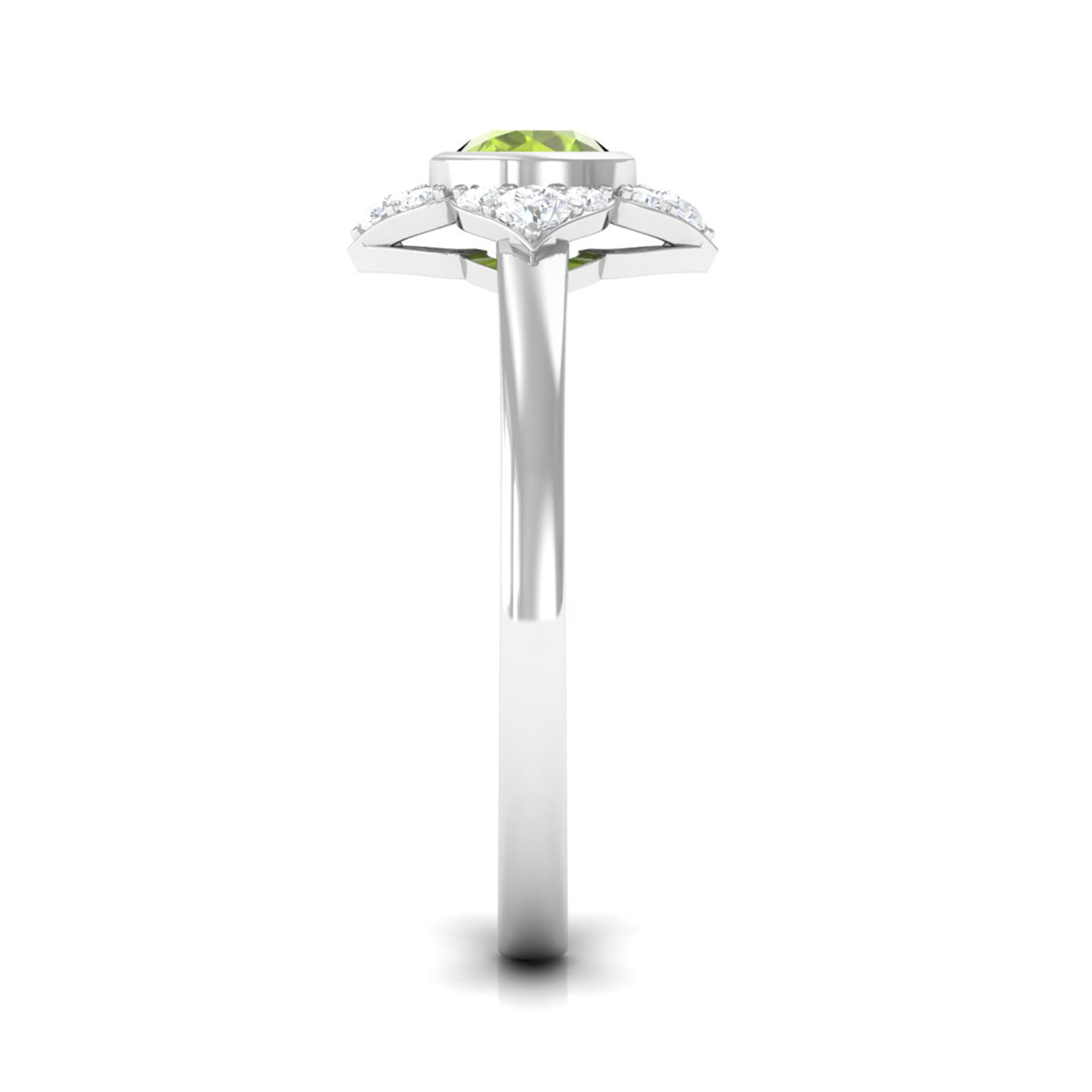 0.50 CT Vintage Inspired Peridot Engagement Ring with Diamond AAA - Rosec Jewels