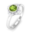0.50 CT Vintage Inspired Peridot Engagement Ring with Diamond AAA - Rosec Jewels