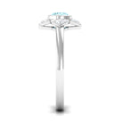 Bezel Set Aquamarine and Diamond Flower Engagement Ring with Certificate AAA - Rosec Jewels