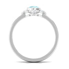 Bezel Set Aquamarine and Diamond Flower Engagement Ring with Certificate AAA - Rosec Jewels