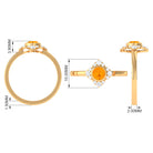 Bezel Set Orange Fire Opal Flower Engagement Ring with Diamond AAA - Rosec Jewels