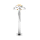 Bezel Set Orange Fire Opal Flower Engagement Ring with Diamond AAA - Rosec Jewels